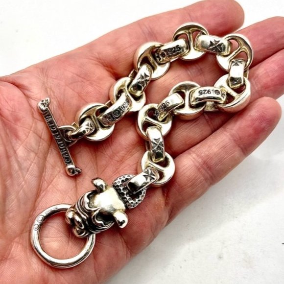 Gaboratory Vintage Silver Single Dog Biker Heavy BRACELET 99g - Picture 8 of 11